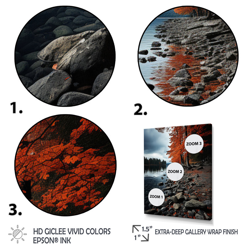 Linoshka Canada Autumn Tranquility II - imprimé, Cadre simple noir, H 20 po x l 12 po x P 1 po