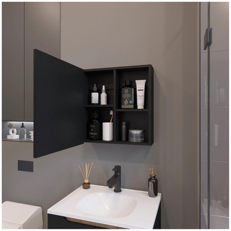 Pharmacie avec miroir inclus et 1 porte, Noir