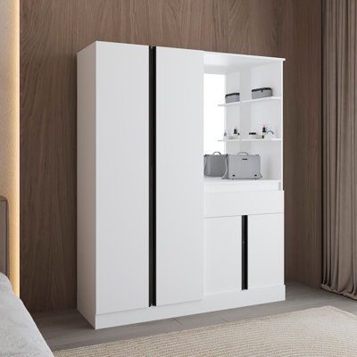Armoire Kamelot avec portes doubles, barre à vêtements et tablettes intérieures