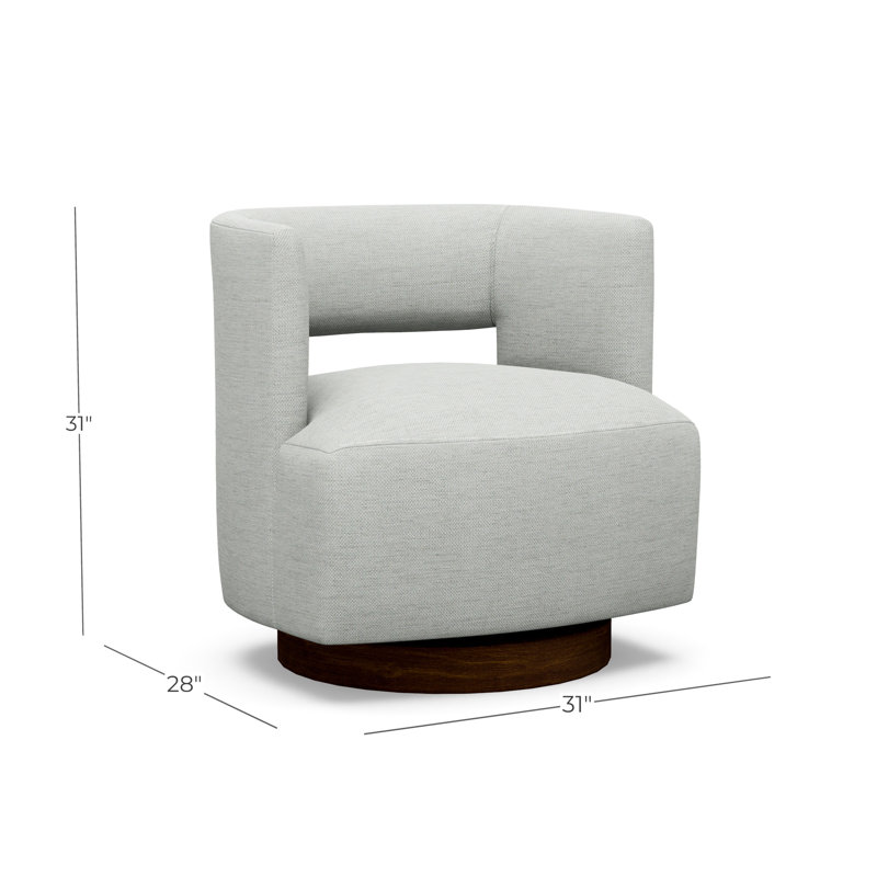 Crystle Swivel Barrel Chair, 8938-45, Walnut