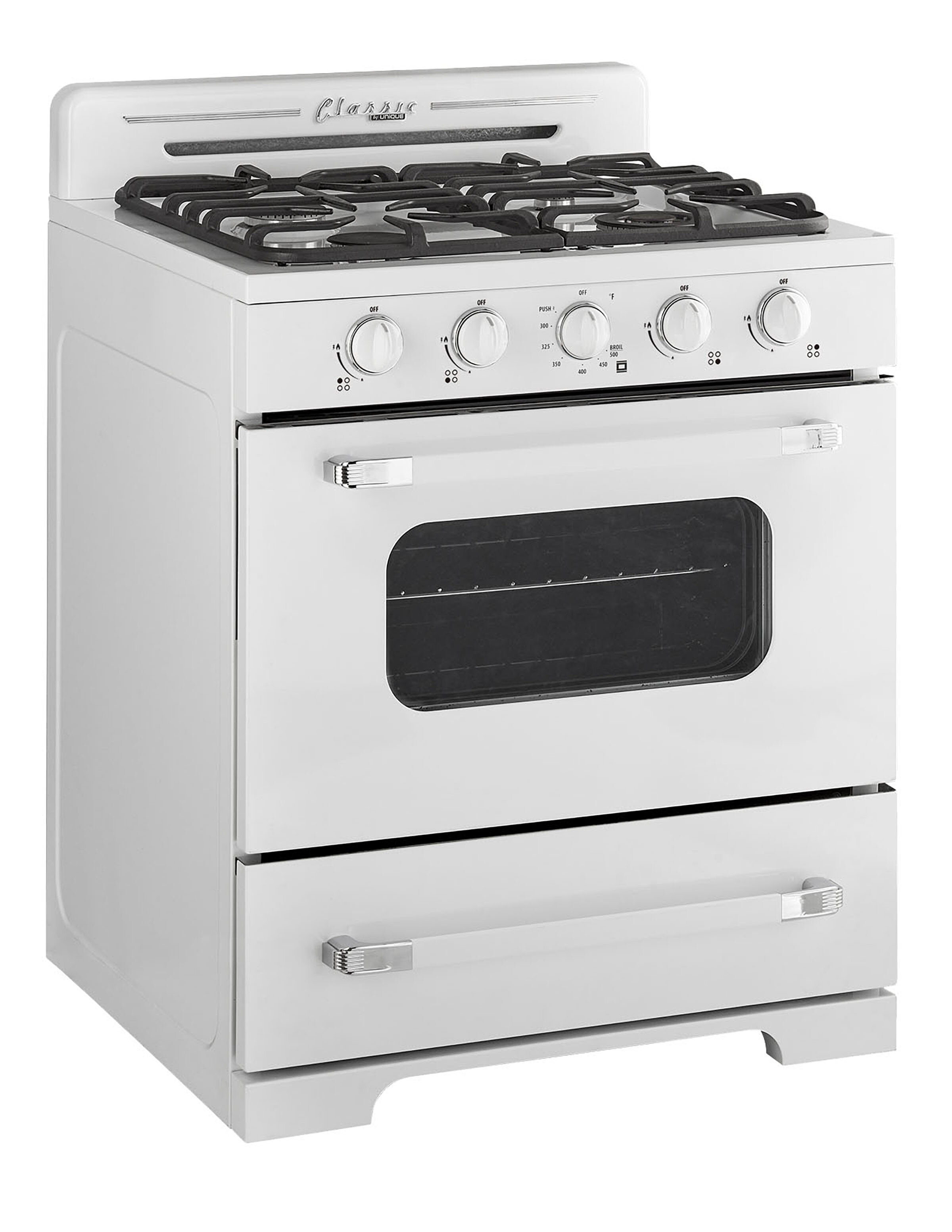 Unique Classic Retro 30 inch 3.9 cu/ft Freestanding 5-Element Cooktop Electric Range with Convection Oven, White
