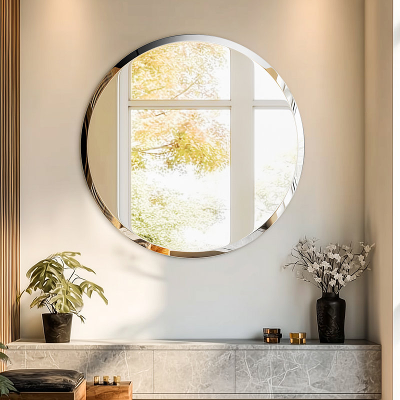 Rithi Round Flat Wall Mirror, 90 cm H x 90 cm W