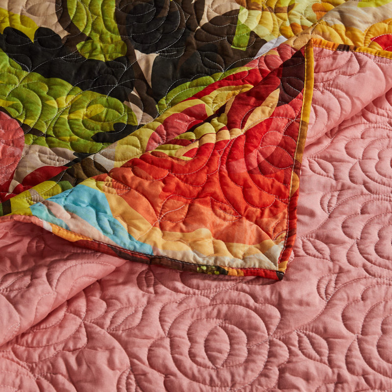 Blush Floral Twin Microfiber Reversible Quilt Set