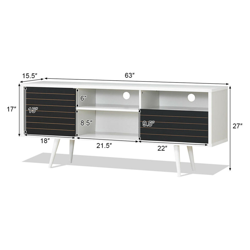 Unfinished TV Stand for TVs up to 65", Black/White