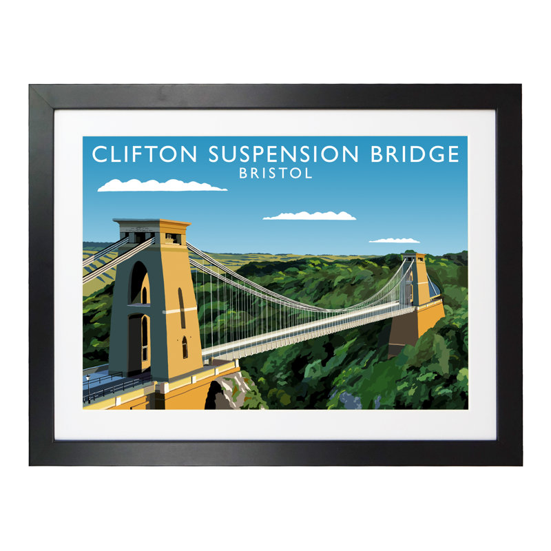 Clifton Suspension Bridge by Richard O'Neil - Print, Black Wood Frame, 33.5 cm H x 43.5 cm W x 2.2 cm D