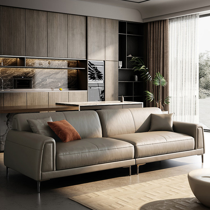 Canapé modulaire en cuir véritable couleur de l'image, H 32,68 po x l 111,02 po x P 36,61 po, 4