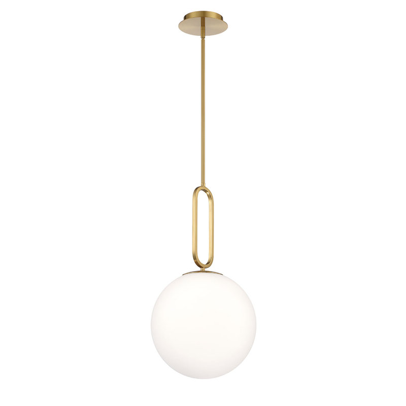 Luminaire suspendu à globe unique à 1 lumière, Or, H 22,75 po x l 11,75 po x P 11,75 po