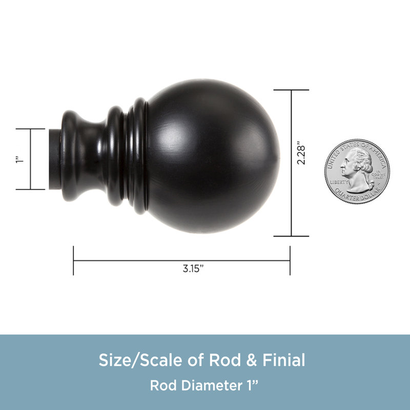 Layla Matte Black Adjustable Curtain Rod with Ball Finials