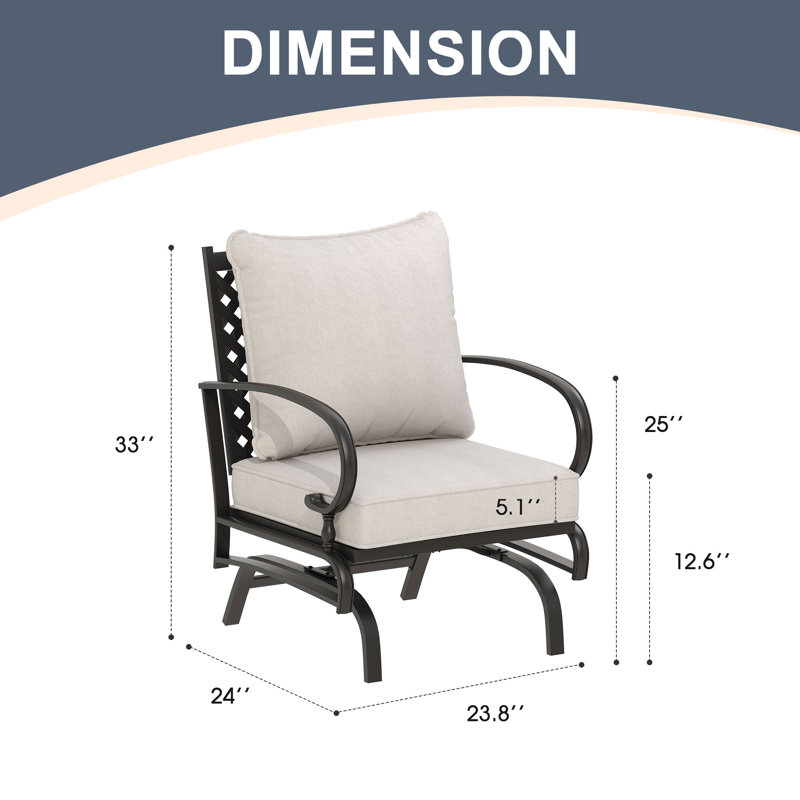 Chaise berçante d'extérieur en métal Bular, Beige