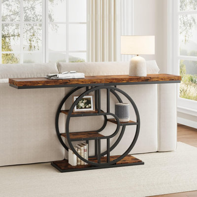 55" Entryway Table, 5-Tier Console Tables for Entryway, Industrial Narrow Sofa Tables with Storage for Living Room, Long Entry Hallway Couch Entrance by 17 Stories