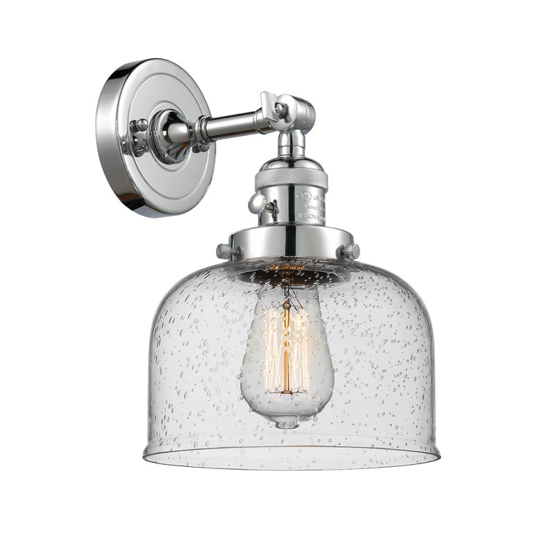 Applique murale 1 lumière 5 po Bell, Ampoule à DEL rétro de 3,5 W, Grainé, Chrome poli