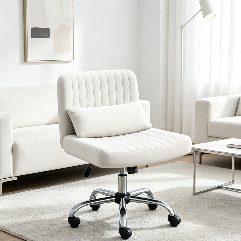 Canora Grey Velvet Criss Cross Chair, Beige