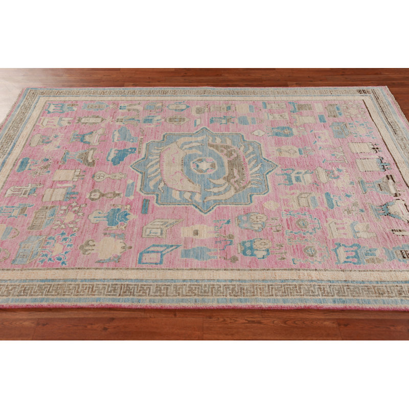 Vegetable Dye Pink Oushak Oriental Rug 5x7