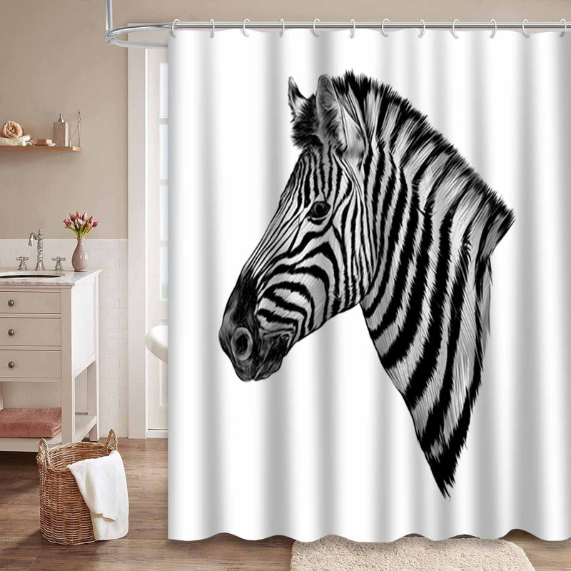 Rideau de douche Zebra Head, L 72 po x l 84 po