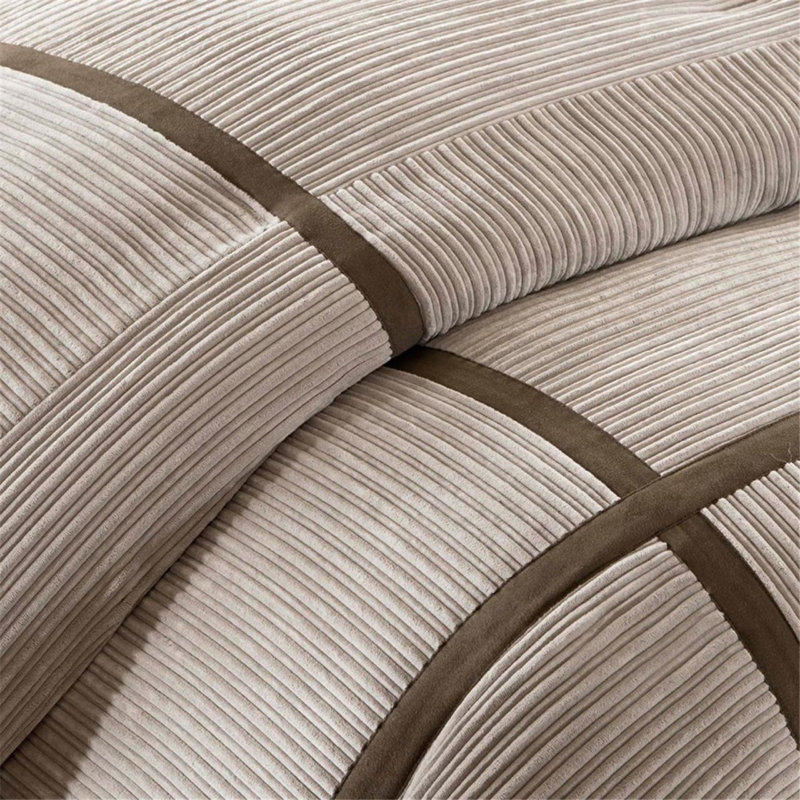 Ensembles de literie luxueux 7 pièces, édredon en polyester taupe, style douillet