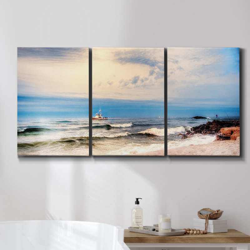 " Tranquil Blues " 3 - Pieces, 48" H x 96" W x 2" D