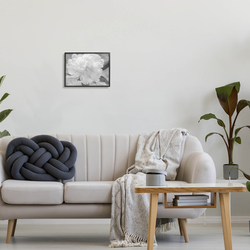 Fleur blanche, art giclée monochrome par Lil 'Rue, H 11 po x l 14 po x P 1,5 po, Giclée encadrée noir minuit