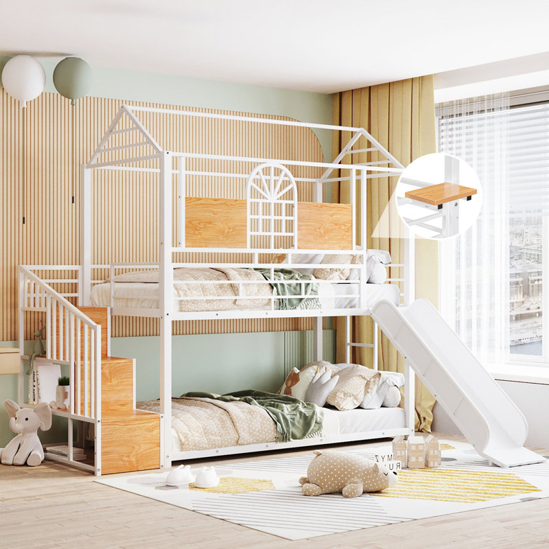 Lit superposé simple au-dessus de simple Vasilikos, pour enfants, Blanc