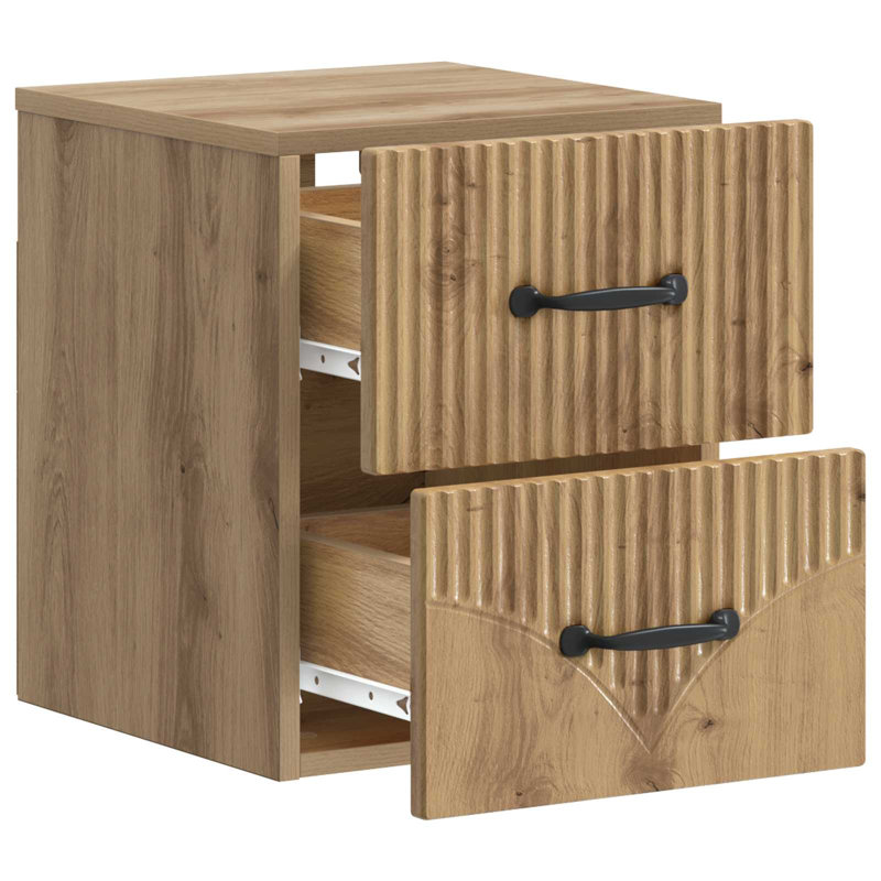 34.5cm W Manufactured Wood Bedside Table, Artisan Oak
