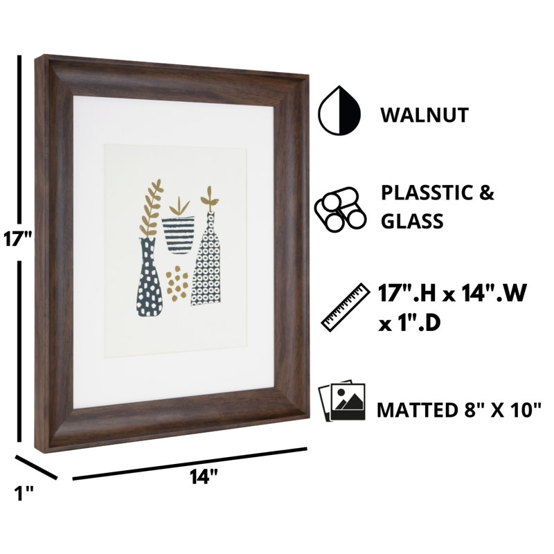 Alonso Walnut Beveled Picture Frame with Mat