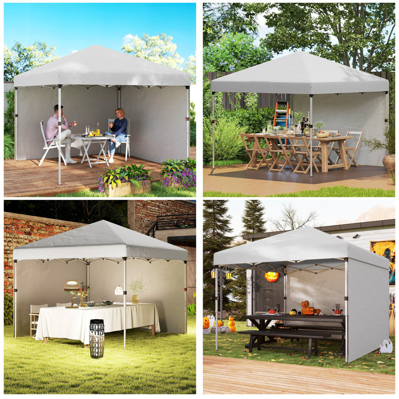 Arn 3 x 3 m Pop Up Gazebo with 2 Sidewalls, Wheeled Bag, White
