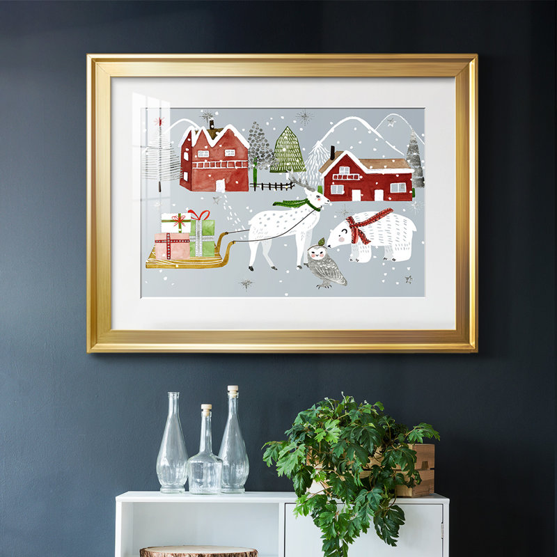 Étoiles et flocons de neige, reproduction encadrée sur papier, Or, H 15 po x l 21 po x P 1,5 po