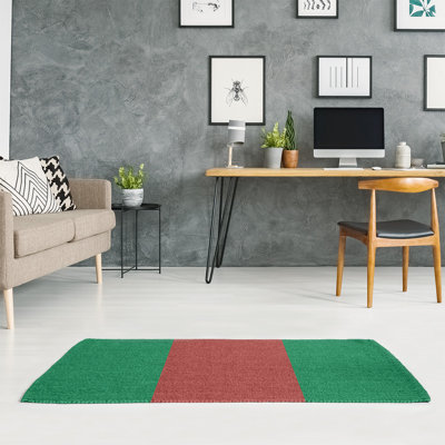 Tapis à rayures vert/doré