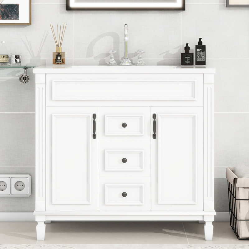 Single Bathroom Vanity with @Solid + Manufactured Top
