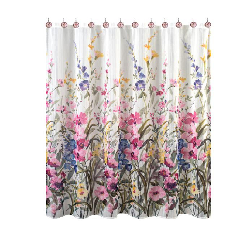 Rideau de douche simple à motif floral Aadityarm, Rose