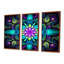 Turquoise néon fractal fleurs II - ensemble de décoration murale mandala boho-108311566-108311573