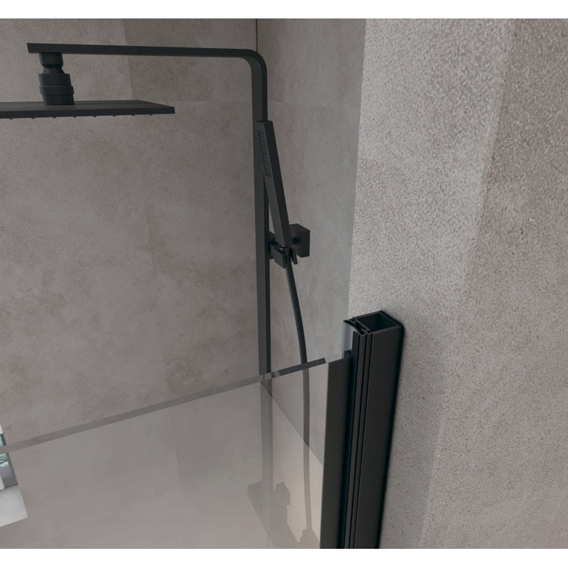 Bifold Shower Door, 1/4"(6Mm) Tempered Glass, Matte Black Aluminum Frame, Explosion Proof Film
