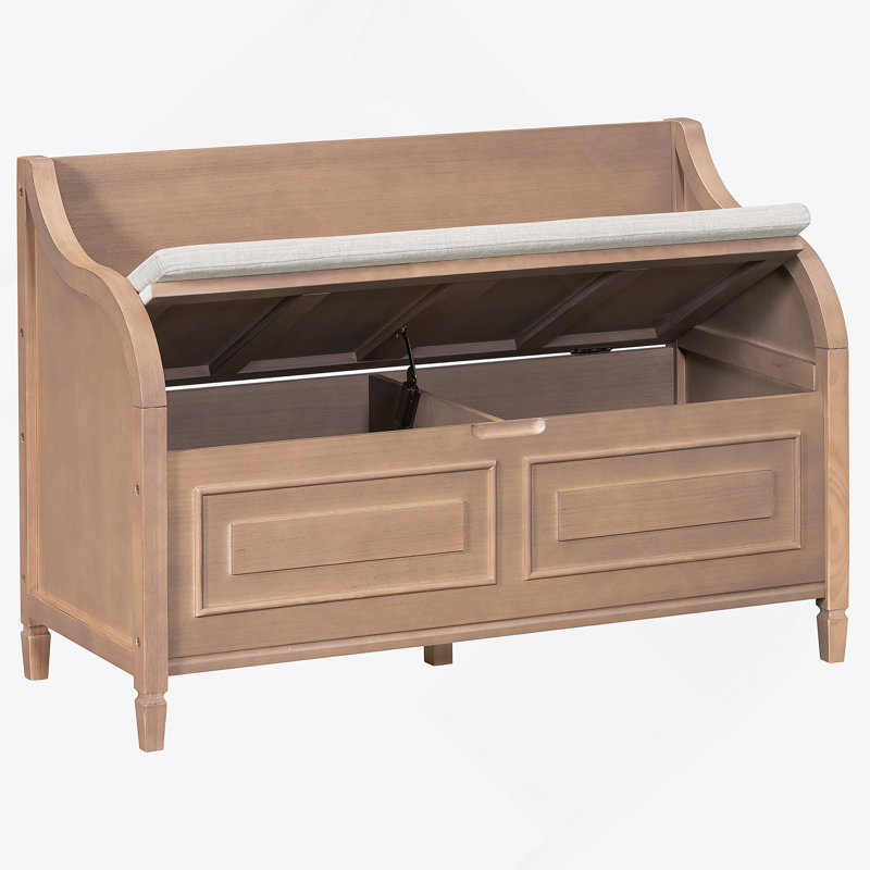 Banc de rangement rustique multifonctionnel (brun et beige), Naturel