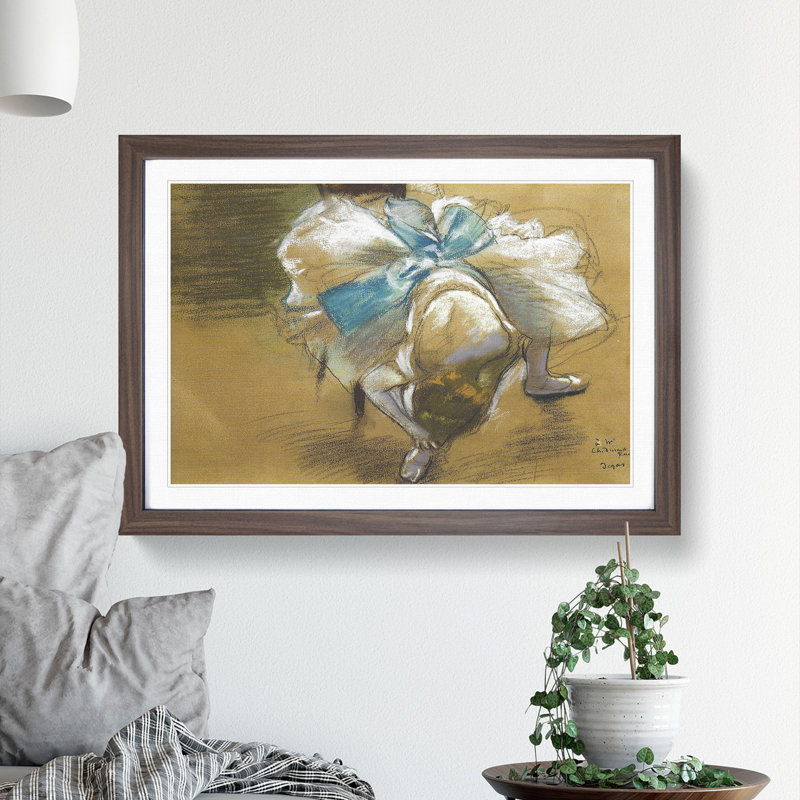 Ballet Ballerina Dancer Tying Her Slipper Vol.2 by Edgar Degas - Picture Frame Painting, Walnut Framed