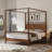 Solid Wood Canopy Bed Frame Four Posters Bed No Box Spring Needed,Full Size,Walnut