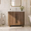 Ensemble de meuble-lavabo simple en bois massif 36 po avec plateau en pierre frittée et deux tiroirs 36 po