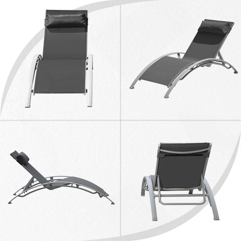 Ensemble de 2 chaises longues de piscine gris foncé (2 chaises longues), Gris foncé