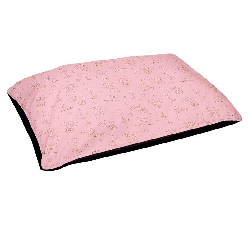 Coussin pour chien d’extérieur st day, Grand (l 40 po x P 30 po x H 7 po), Rose / Paillettes dorées