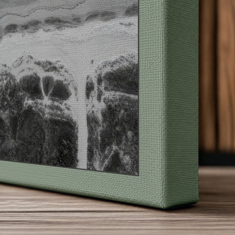 Waves Breaking Coastal - Wrapped Canvas, 18x12 - 45.7 x 30.5 cm, Sage Border