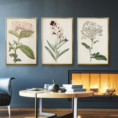 " Antique Blue Butterflies I " 3 - Pieces