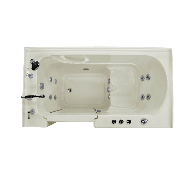 Aspen 60'' x 32'' Whirlpool Acrylic Bathtub with Faucet, Biscuit, Left