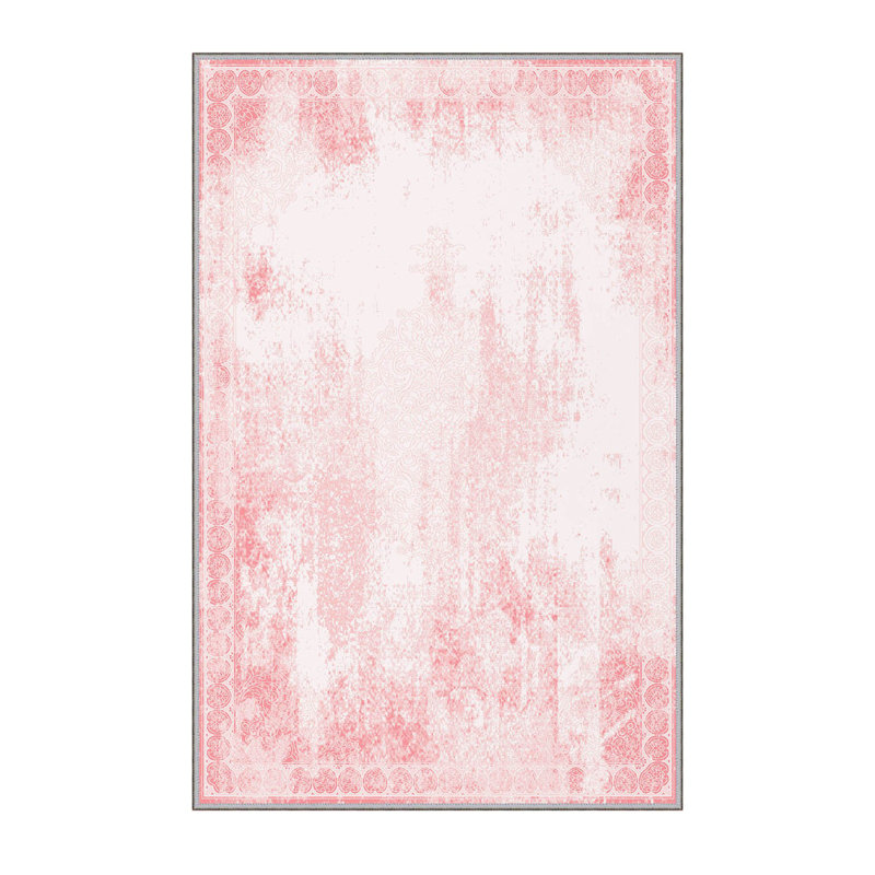 Tapis rose en polyester tissé à la machine Blount, Rectangle 4 pi 7 po x 7 pi 3 po