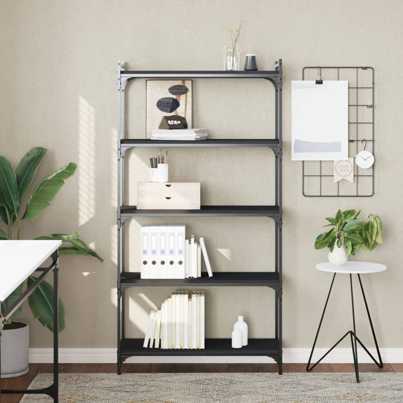 Tymarius Bookcase, Black, (5 Shelves) 61" H x 31" W x 12" D