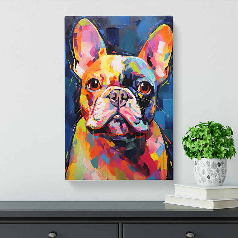 French Bulldog Expressionism No.2 - Wrapped Canvas, 76cm H x 50cm W x 3cm D