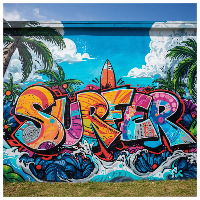 Couvertures murales colorées Surfer Graffiti, 60in W x 80in H