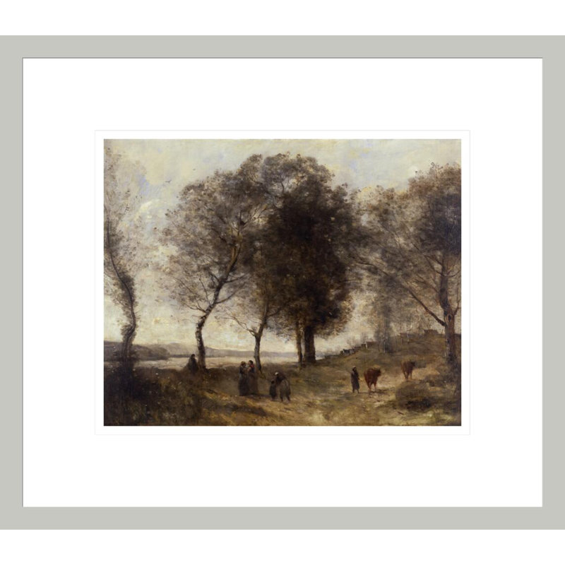 Le Lac (or Le Chemin des Vaches) by Jean-Baptiste-Camille Corot -Framed Giclee Print, 13.75" H x 15.71" W