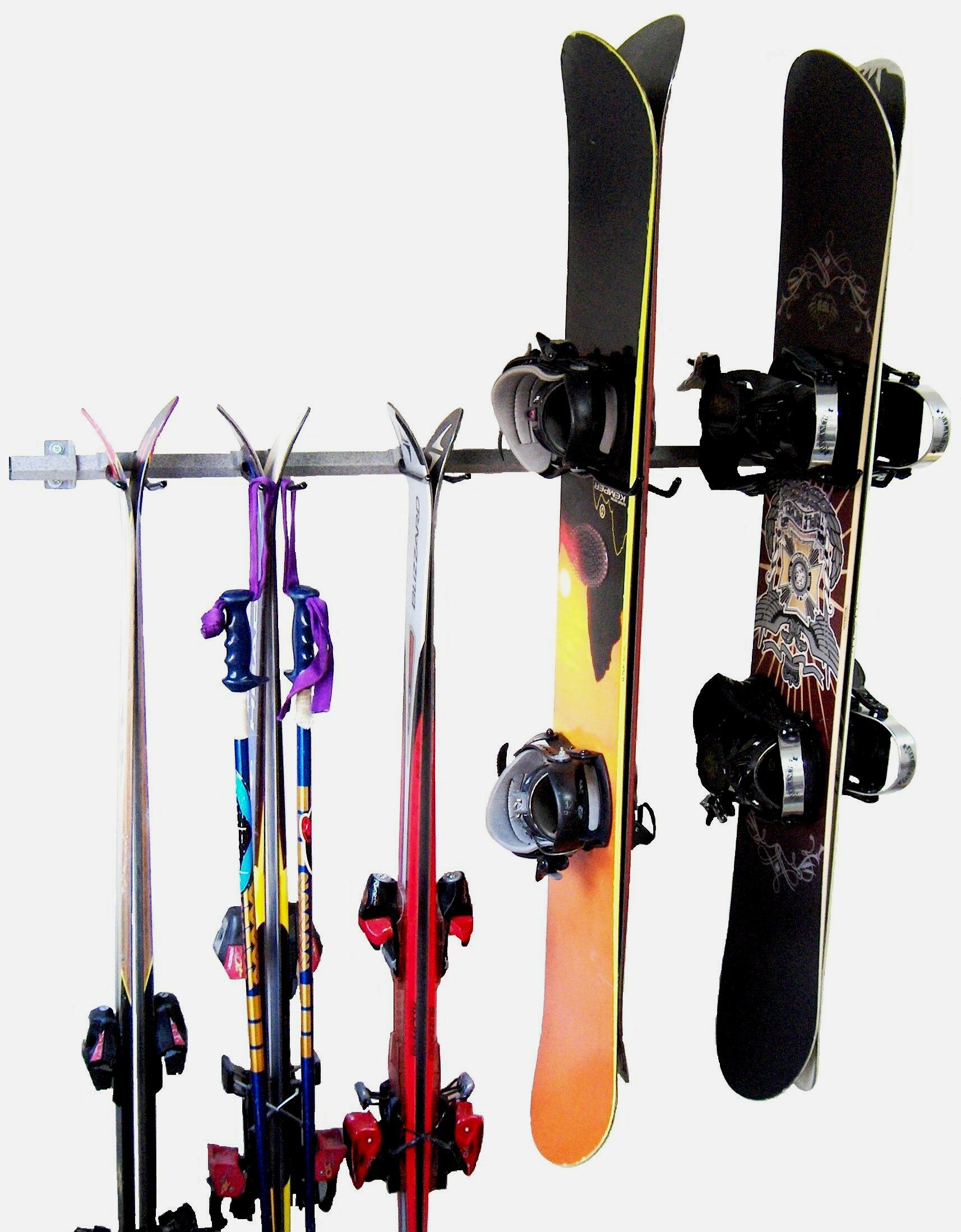Support mural pour ski, snowboard, 5 paires de skis et bâtons de ski ou  snowboard, pour la maison et le garage
