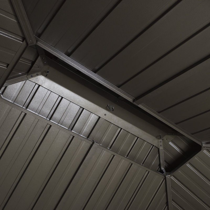 Pavillon de jardin en aluminium à toit rigide en aluminium avec éclairage, 6 pi x 8 pi, Brun