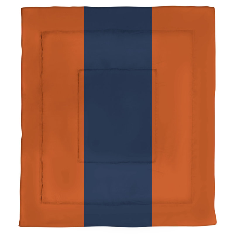 Modern & Contemporary Box Stitch Striped Comforter, Twin XL Comforter, Orange/Navy Middle