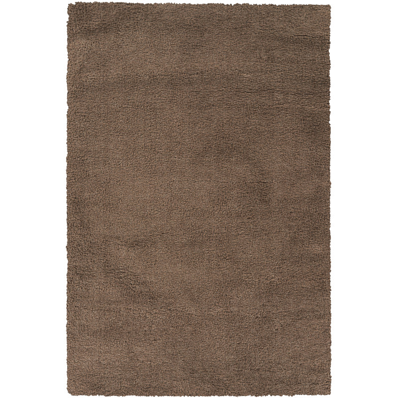 Tapis lavable brun uni moderne à poils longs, Brun /, 4 pi 10 po x 8 pi 0 po