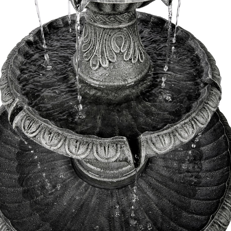 Fontaine de jardin extérieure à 3 niveaux avec un design élégant - 51 po de hauteur en résine pour la décoration de patio, de cour et de pelouse